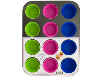 Muffin Baking Pan with Silicone Cups