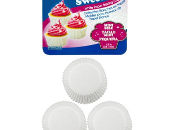 SweetBake Mini White Paper Baking Cups